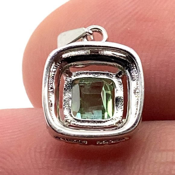 Mint Green Tourmaline 1.01ct White Gold Finish Solid 925 Sterling Silver Pendant - Picture 7 of 7